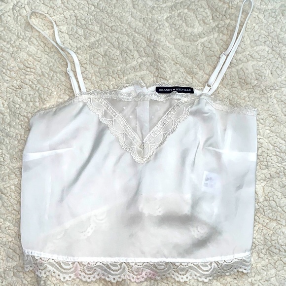 Brandy Melville Tops - Brandy Melville silk and lace white top